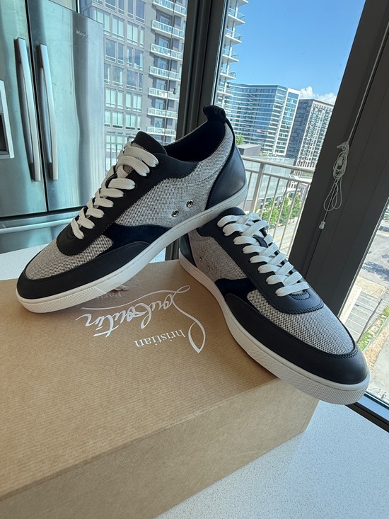 BRAND NEW Christian Louboutin Tutti Run Flat Sneaker 45 Marine Summertime NIB
